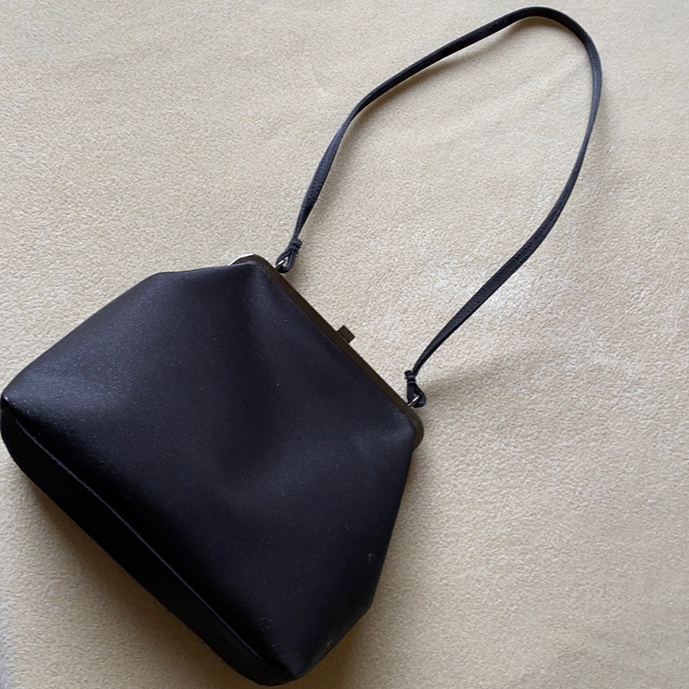 Black satin evening bag for formal occasions or prom used once